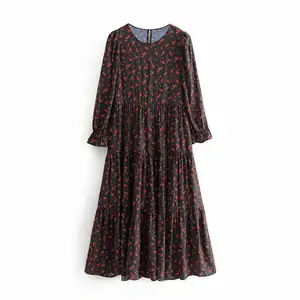 New design fashion clothes women printed floral normal party wear dresses