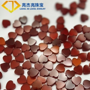 Piedra de Ágata Roja Lisa Personalizada al por Mayor, Ónix Rojo con Base Plana, Piedra en Forma de Corazón para la Fabricación de Joyas - Product Image 2