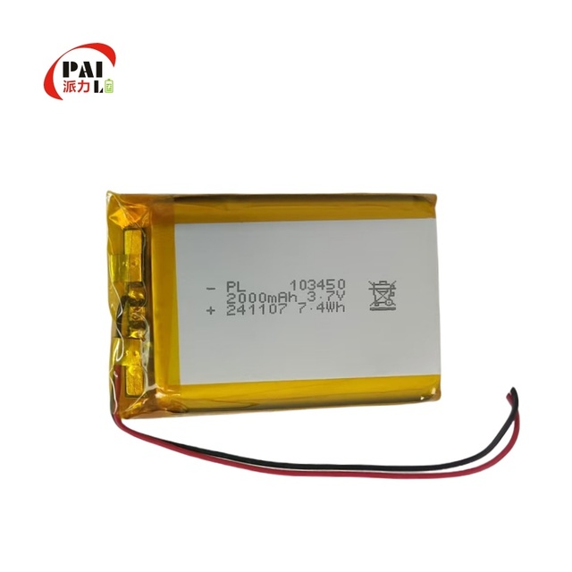 Ultra-Thin 103450 2000mAh 3.7V Lithium Polymer Battery for Medical Device Custom Wire Length PCM Protected CE UL Certified OEM