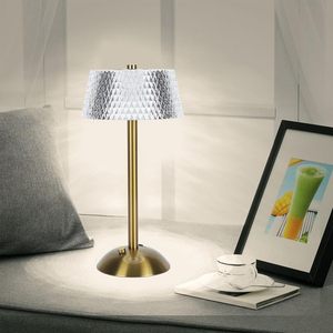 Lampe de table portable sans fil dorée pour restaurant, lampe de bureau LED rechargeable sur batterie, commande tactile sans fil, décoration de chevet pour la maison - Product Image 2