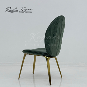 Keynes Modern Emerald Green Velvet Dining Chair Oval Back Gold Metal Legs Upholstered Side Chair for Hotel Restaurant - Product Image 3