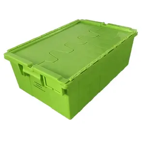 창고 쌓기 PP 토트 부착 뚜껑 둥지 플라스틱 상자 플라스틱 이동 상자