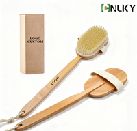 Brosse corporelle à manche long en bois, tête amovible et remplaçable, poils de sanglier naturels, brosse de douche exfoliante pour le dos