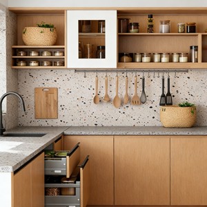 Gabinetes de Cocina Modernos de Estilo Europeo en Madera Clara, Diseño Personalizado en Madera Contrachapada, Herrajes Funcionales de Alta Gama y Almacenamiento Integrado - Product Image 2