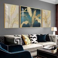 Peinture décorative pour salon de style moderne et minimaliste, idéale pour les projets hôteliers, triptyque mural de luxe léger, art mural en porcelaine cristalline