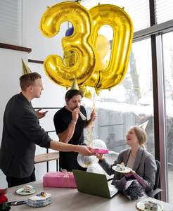 Enkele 40 inch bedrukte folie cijferballonnen 0-9 goud grote verjaardagspartydecoratie - Product Image 4