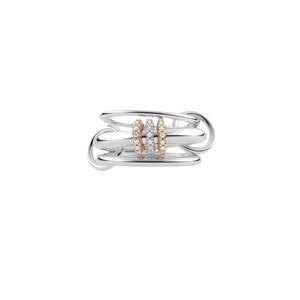 14K mạ vàng <span class=keywords><strong>Stackable</strong></span> Nhẫn 3 Vòng thiết lập với CZ Cubic Zirconia vàng bạc đa liên kết kết nối nhẫn cho phụ nữ - Product Image 5