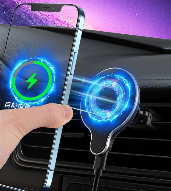 15w Magnetic Fast Car Charger Wireless Phone Holder Fast Charging for Iphone 15 14 Car Wireless Charger