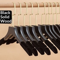 Nouveau Cintre en Bois Massif Noir Mat Haut de Gamme pour Magasin de Vêtements, Logo Gravé, Design Moderne et Simple, Guangxi Guilin