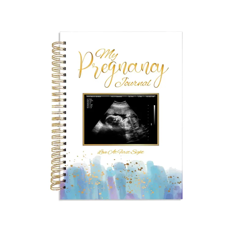 Journal Aufkleber Hardcover Benutzer definierte Goldfolie Schwangerschaft Journal Memory Book Geschenk für First Time Mom