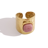 Bague ouverte en pierre naturelle Bowei, style vintage, plaqué or 18 carats, acier inoxydable, bijoux de niche