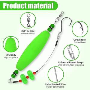 Santee Rig Catfish Bait Float Kit avec hochets Durable EPS Bobbers EVA Foam Material pour la pêche <span class=keywords><strong>en</strong></span> bateau et à terre - Product Image 2