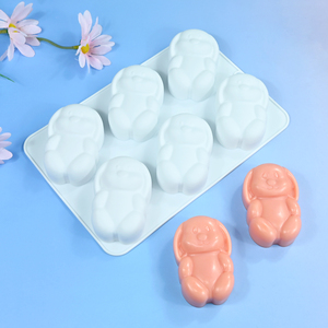 Molde de Silicona 3D de 6 Cavidades con Forma de Conejo para Pastel de Mousse Francés, Chocolate y Helado - Product Image 1