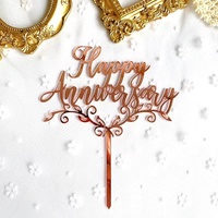 Bestseller 1 Stück Gold Silber Acryl Happy Anniversary Valentinstag 12,5cm Tortendekoration Partydekoration