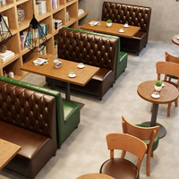 Canapé en cuir et bois massif de style rétro pour restaurant, bar à domicile et hôtel, utilisation commerciale durable, mobilier pour café