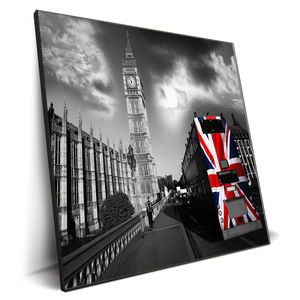 Impressions sur toile Art Déco de haute qualité en gros, décoration murale, haute résolution, vue de la ville de <span class=keywords><strong>Paris</strong></span>, bus rouge, art photographique - Product Image 2