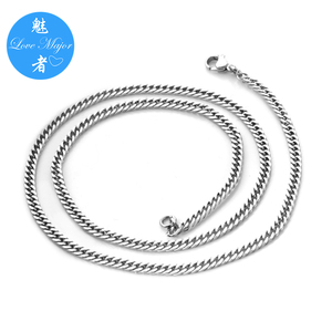 Thời trang thép không gỉ 3mm <span class=keywords><strong>Franco</strong></span> đôi lề đường Chuỗi vòng cổ bạc màu - Product Image 1