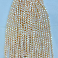 Perles de culture d'eau douce naturelles de 8-9 mm, forme riz, jaunes, perles en vrac pour bijoux, perles d'eau douce irrégulières, brin de perles