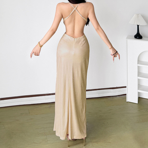Vestido de Noche Largo, Transpirable y Ecológico de Alta Calidad, con Espalda Descubierta y Abertura Sexy - Product Image 6