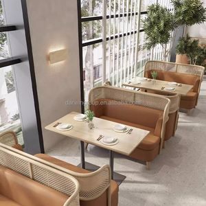 Ensemble de tables et chaises commerciales modernes et écologiques en bois massif et rotin tressé pour <span class=keywords><strong>restaurant</strong></span> à thème, café, ou espace décontracté - Product Image 6