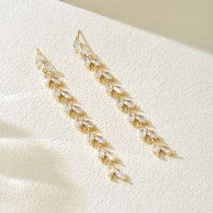 ต่างหูห้อยทองแดงเซอร์คอนสุดหรูสำหรับผู้หญิงจี้ห้อยทองเหลืองทันสมัยเหมาะสำหรับเป็นของขวัญแต่งงาน - Product Image 4