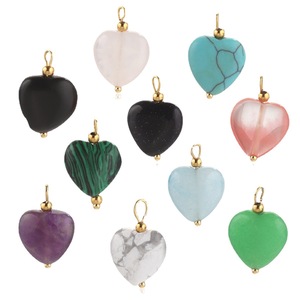 For SPC70-17 <b>Heart</b> Gemstone Charms | Stainless Steel Gold Bail Trendy DIY Jewelry Making Pendant - Product Image 5
