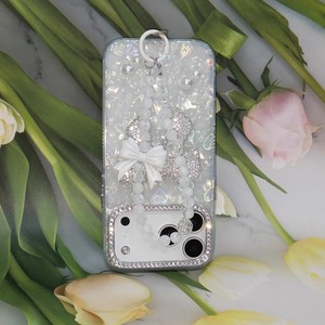 Coque de téléphone transparente Coquette Mignonne Cœur Laser Bling Cristal Nœud <span class=keywords><strong>Perle</strong></span> avec Chaîne de Main Perlée Assortie pour iPhone X-17 Samsung Redmi - Product Image 5