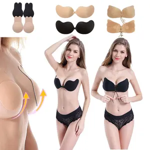 Rabbit Silicone Nipple Covers Silicone Rabbit Ear Lift Up Bra Pink Skin Self Adhes Sticky Adhesive Bra Pads Women