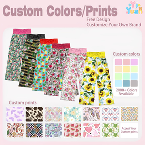 Pantalones de Pierna Ancha con Diseño Personalizado OEM ODM, Cintura Elástica con Lazo, Tela Suave de Seda de Leche, Pantalones Casuales de Playa y Vacaciones para Niñas - Product Image 3