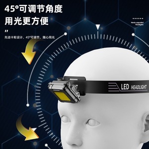 New Lightweight Rechargeable Led <b>Headlamp</b> 45 Degree Adjustable For Outdoor Fishing Cycling - Product Image 1