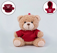 Porte-clés mini ours en peluche personnalisé avec logo, ours blanc avec t-shirt logo, cadeau promotionnel en peluche