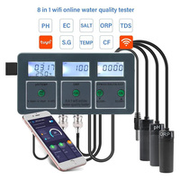 J & R Tuya WiFi Display Digital pH EC Meter Salinity Data Logging 0.0-14.0pH Range for Swimming Pool Water Testing