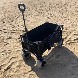 Carrito de Playa con <span class=keywords><strong>Ruedas</strong></span> Grandes para Arena - Carrito Utilitario con Estructura de Acero Todoterreno con Neumáticos de 9 Pulgadas, Diseño Plegable y Compacto - Product Image 3