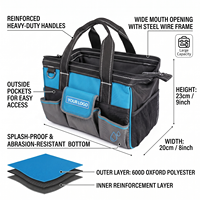 Sac à outils de grande capacité résistant à l'eau en Oxford bleu gris, collection pour électriciens et charpentiers, entièrement personnalisable