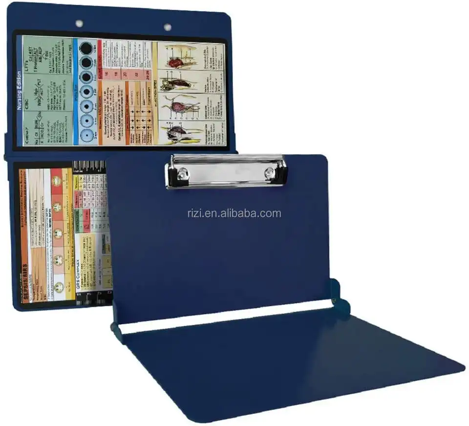 Amazon Diskon Besar-besaran Klip Folder Perawat Klip Folder Medis Logam Campuran Aluminium Logo Kustom Multi-warna Papan Klip Dapat Dilipat