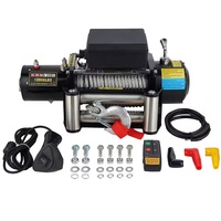 Treuil électrique 12V 12000LBS avec câble en acier et télécommande sans fil pour camions et bateaux, hauteur de levage de 30m