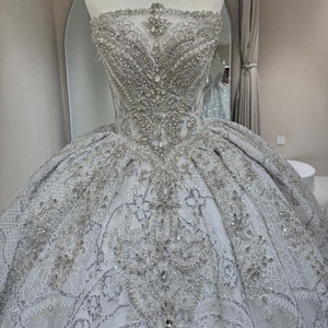 Robes de mariée pour femmes DW0197 Royal Boat Neck Crystal Party Rhinestone - Product Image 4