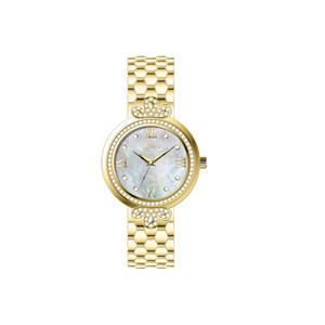 Reloj de Cuarzo para Mujer, Elegante y Ligero, Resistente al Agua, con Esfera de Nácar, Bisel con Cristales y Correa de Aleación - Product Image 3