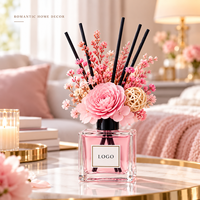 Diffuseur de parfum d'ambiance de luxe en verre de 50 ml avec fleurs séchées, huile essentielle d'aromathérapie, désodorisant d'intérieur