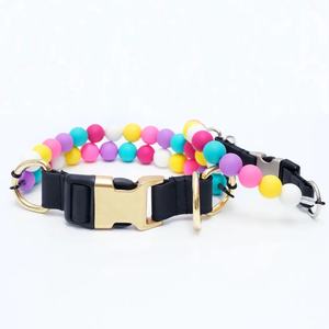 Benutzer definierte personal isierte Perlen Hunde halsband Haustier Halsband mit personal isierten Silikon Perlen und Schnalle Freundschaft armband Hunde halsband - Product Image 3
