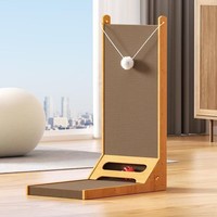 Planche à gratter pour chat en forme de L en bois et papier ondulé de qualité supérieure jouet à griffoir interactif à double usage emballé dans un carton