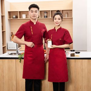 Chef Uniform Black Short Sleeve Polyester Work Clothes For Restaurant Kitchen Men Women Stain Resistant - Product Image 4