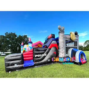 Château gonflable commercial <span class=keywords><strong>de</strong></span> haute qualité avec toboggan, thème voiture <span class=keywords><strong>de</strong></span> police, château gonflable pour les fêtes d'enfants - Product Image 2