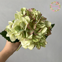 Nouvelles fleurs artificielles en soie d'hortensia vert, diamètre 15 cm, pour décoration de mariage, arrangements floraux, vente en gros