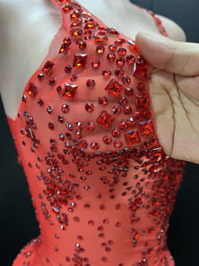 Novance Y3691-E Herfst Dameskleding 2024 Rode Strass Mesh Nachtclubjurk Vrouwelijke Formele Vestido Luxe Jurken voor Feest - Product Image 5