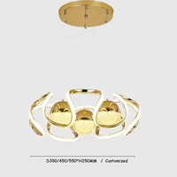 Lustre Industriel Doré, Design Populaire et Très Apprécié, en Verre, LED, Aluminium, Suspension Moderne, Style Nordique, Bande LED Acrylique