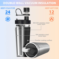 Bouteille de shaker à protéines noire de 600 ml avec logo personnalisé, sans BPA, en acier inoxydable, gobelets de shaker pour la salle de sport, le fitness, les sports, la bouteille d'eau