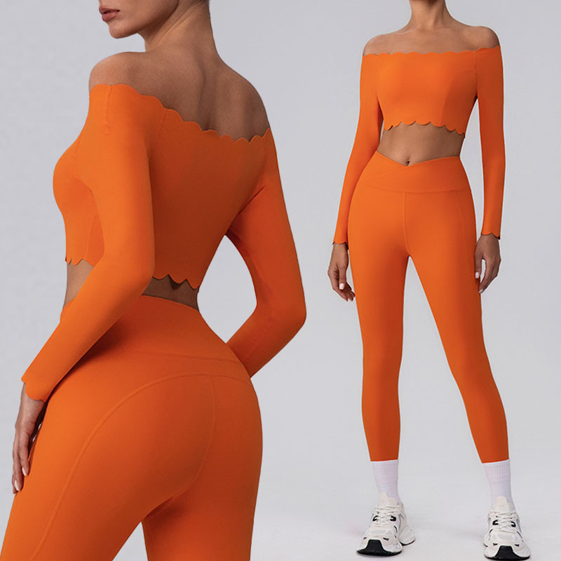 Women's Solid Lightweight 2-Piece Yoga Set Quick Dry Fitness Breathable Long Sleeve High Waist Pants Butt Lift V-shaped Front