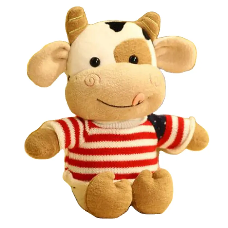 Cartoon Small Cow Harpy Plush Toy Simulation Cattle Animals Plush Toys Soft Stuffed Sweater Cow Pillow Kids Gifts
