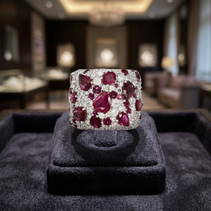 Luxury Women's 925 Silver Cuff <b>Bracelet</b> With <b>Ruby</b> And Diamond Party Jewelry - Product Image 1
